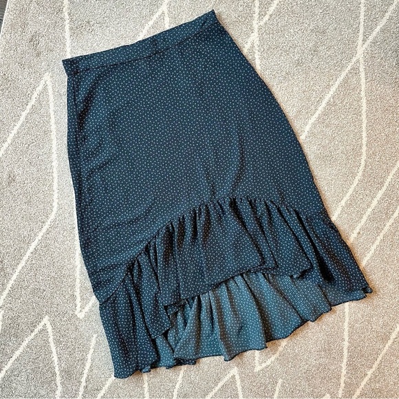H&M Dresses & Skirts - H&M Navy Blue Ditsy Floral Ruffle High Low Hem Skirt